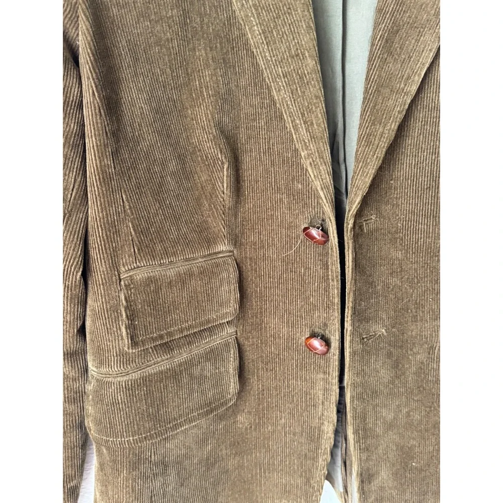 J.Crew Brown Corduroy Stretch Blazer Jacket Suede Elbow Patches Size 4 RN77388